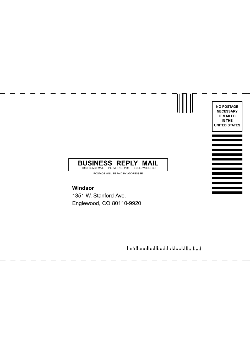Business reply mail | Windsor Versamatic Plus 10120390 User Manual | Page 20 / 22