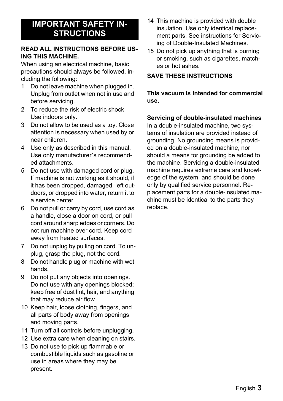 Important safety in- structions | Windsor Priza User Manual | Page 3 / 26