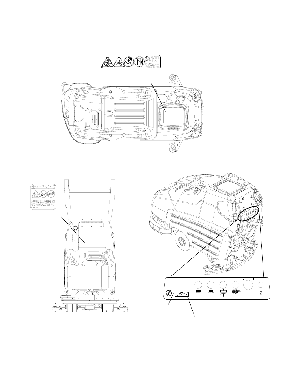 Safety label location | Windsor Walk Behind Scrubber SCE264 User Manual | Page 7 / 33
