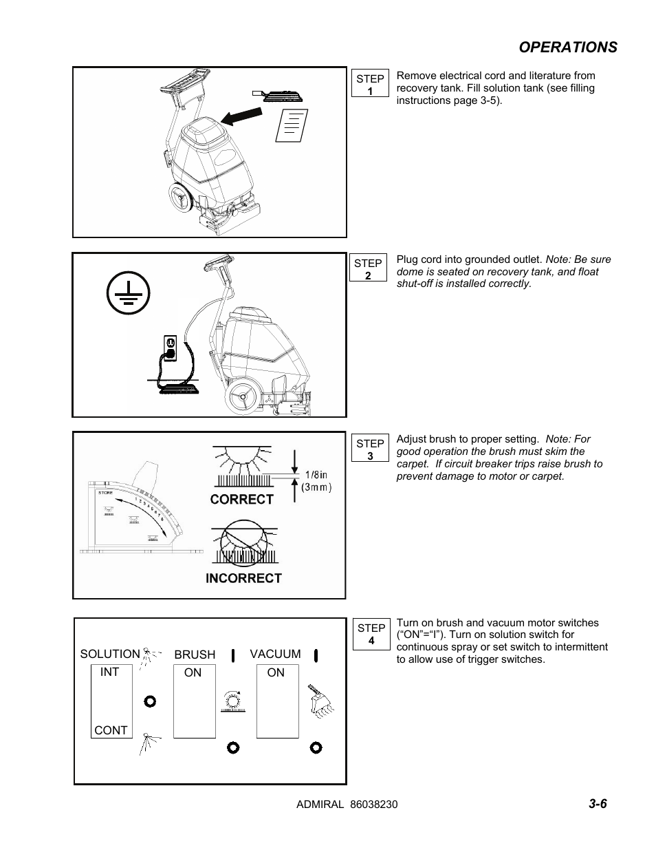 Operations | Windsor ADMIRAL ADM8 10080170 User Manual | Page 15 / 42