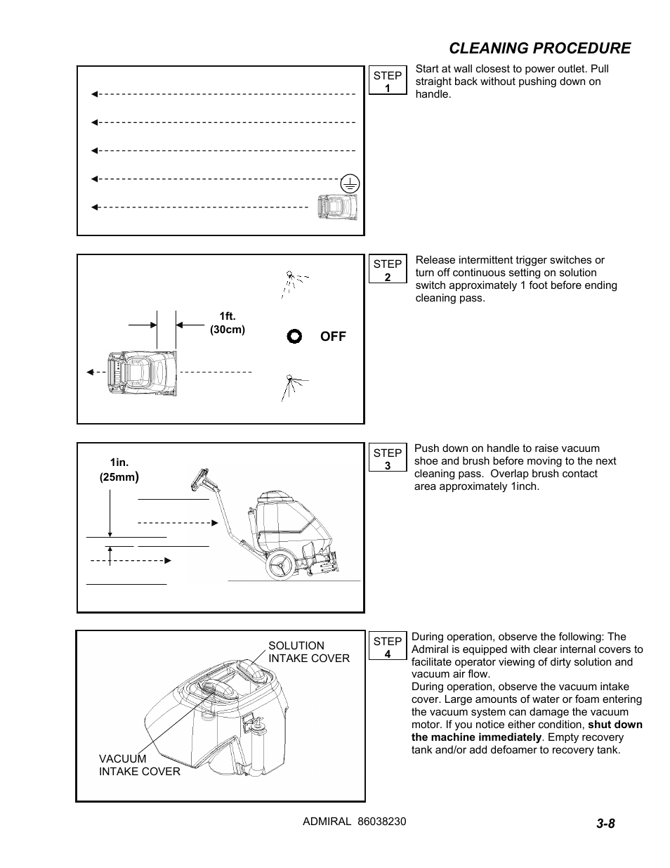 Cleaning procedure | Windsor ADMIRAL ADM8 10080170 User Manual | Page 17 / 42
