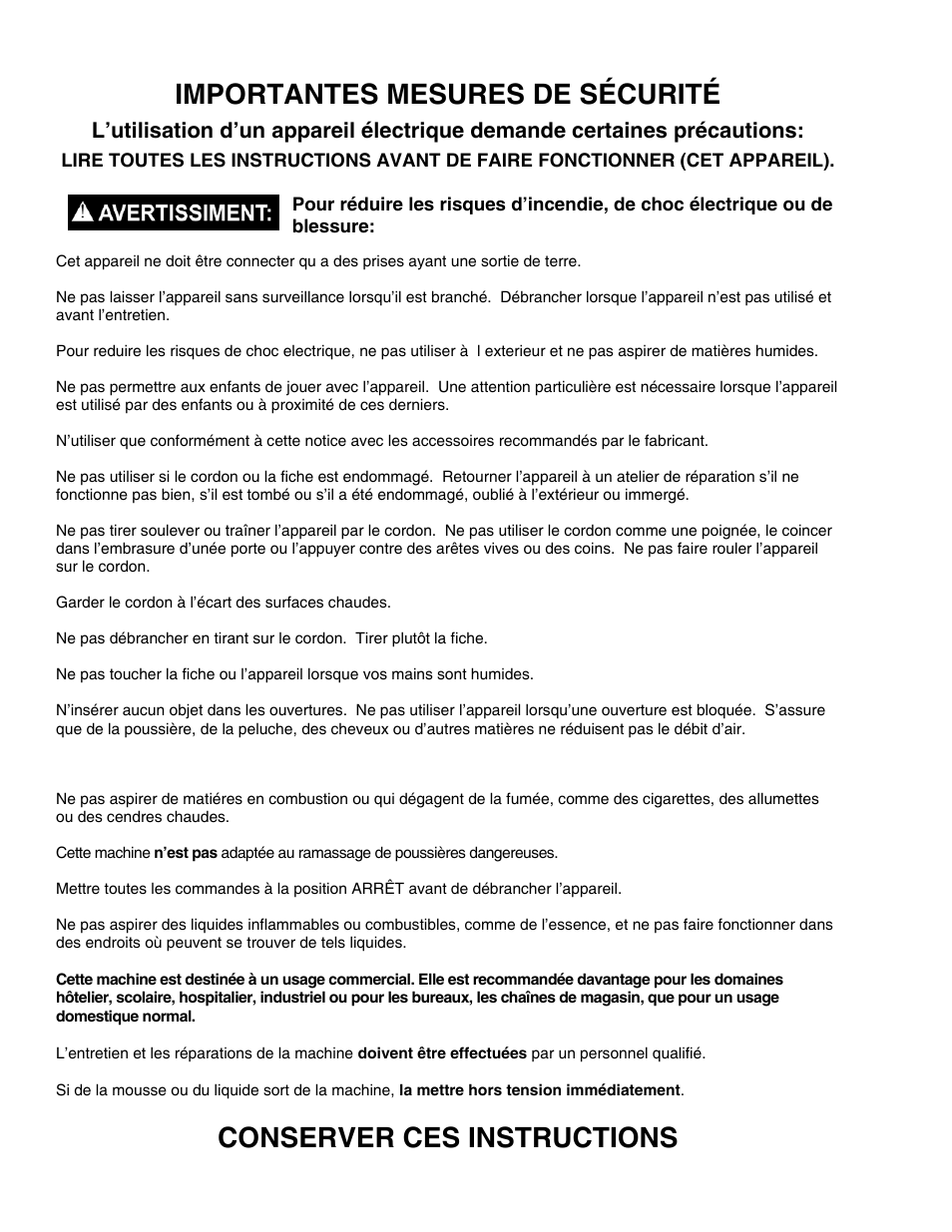86038230 pg2-2 - fr, Importantes mesures de sécurité, Conserver ces instructions | Windsor ADMIRAL ADM8 10080170 User Manual | Page 6 / 42