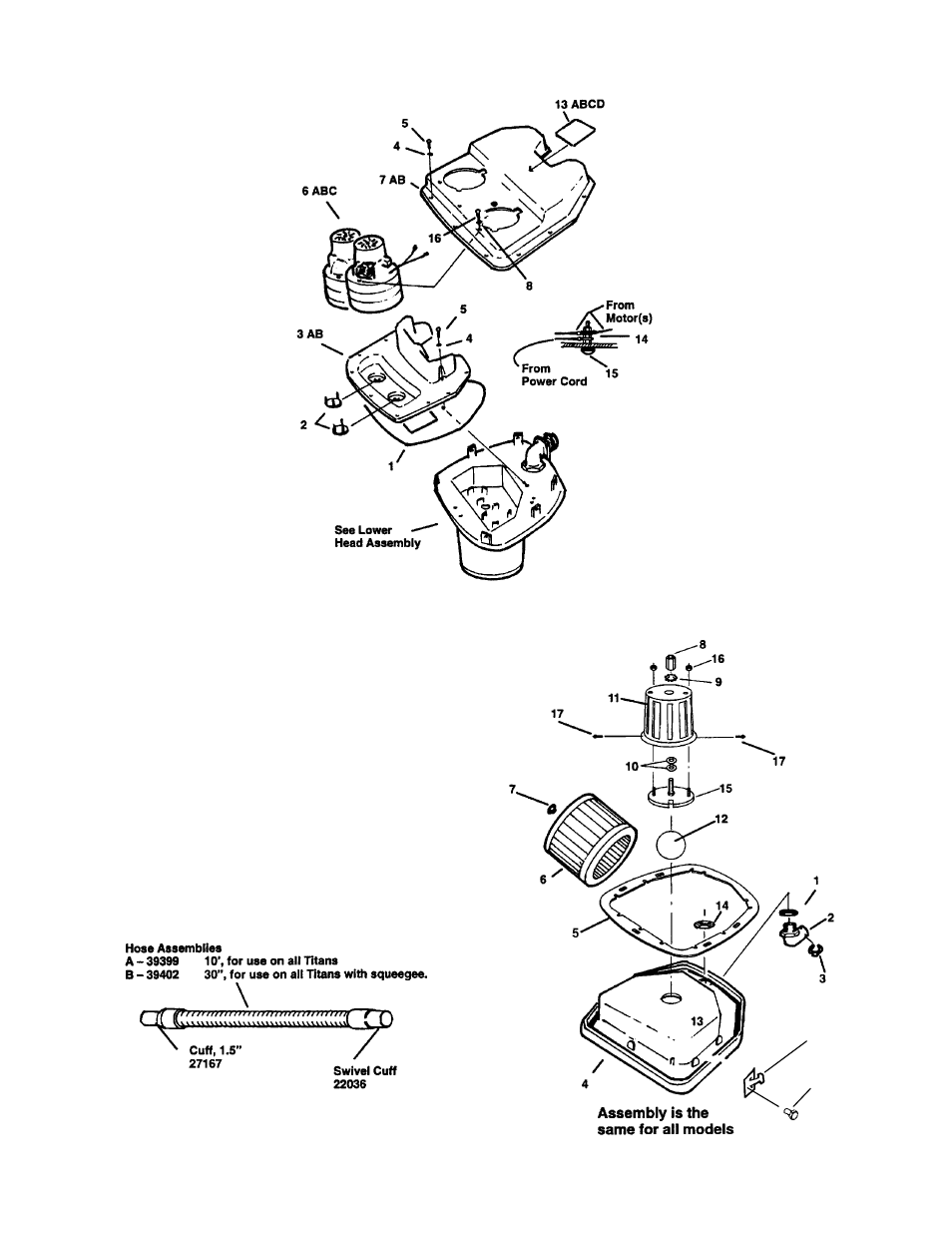 Lower head assembly, Upper head assembly | Windsor TITAN 98165 User Manual | Page 14 / 18