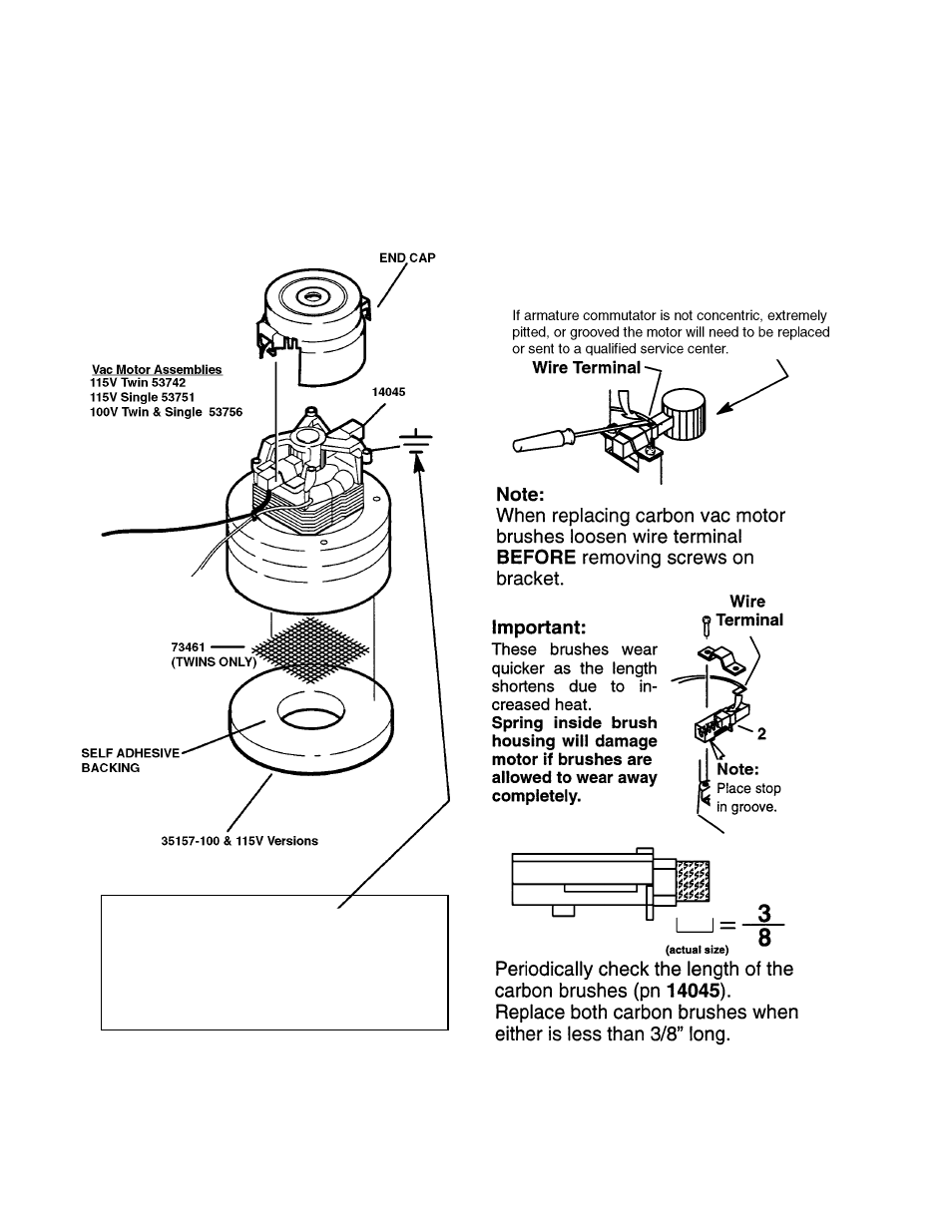Servicing the vac motor | Windsor TITAN 98165 User Manual | Page 8 / 18