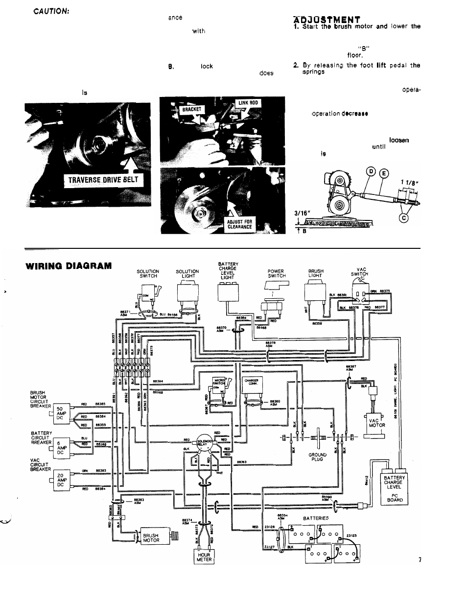 Brush angle, Brush drive belt, Traverse drive belt | Windsor PT-20 User Manual | Page 7 / 18