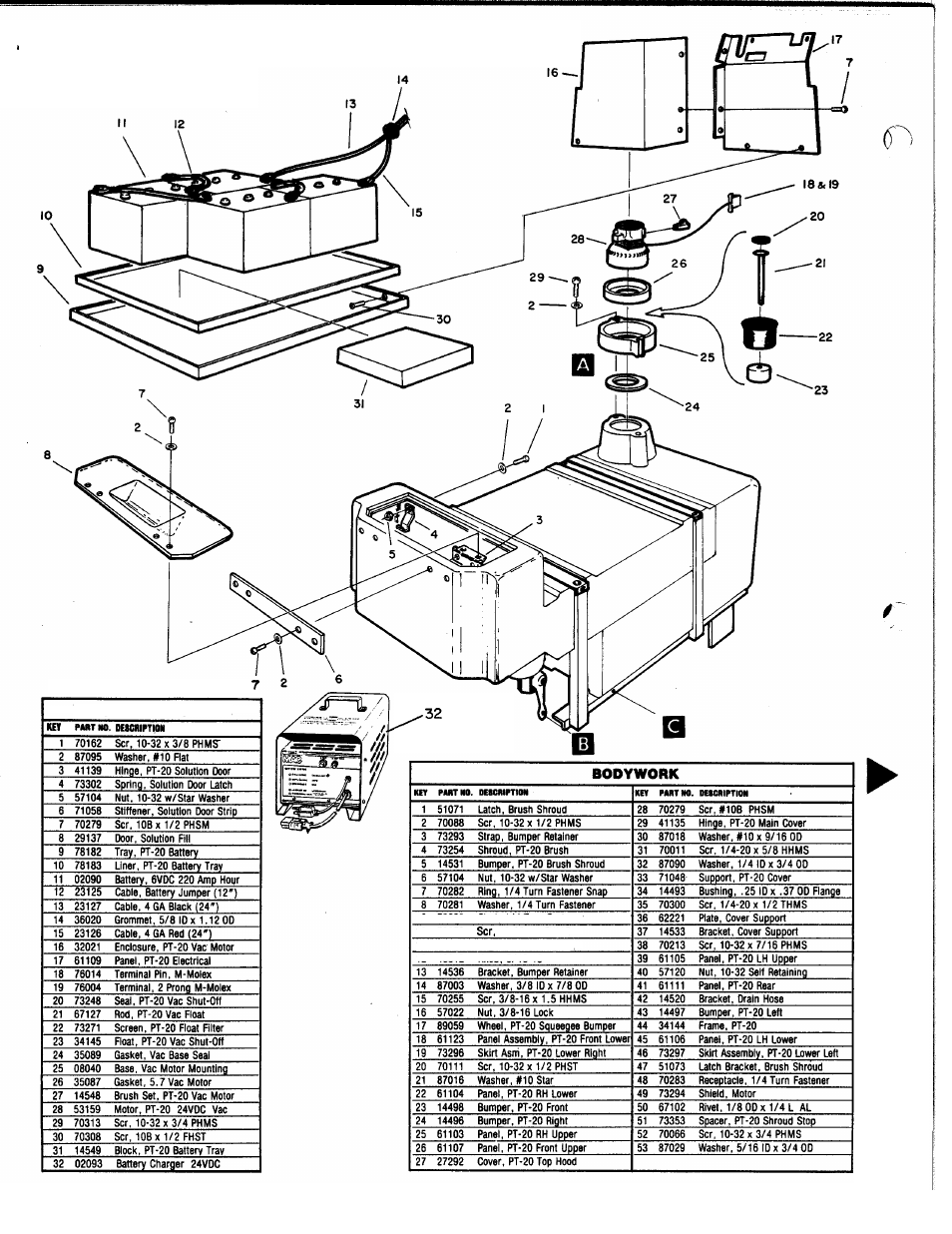 Tank, Vac, battery | Windsor PT-20 User Manual | Page 8 / 18