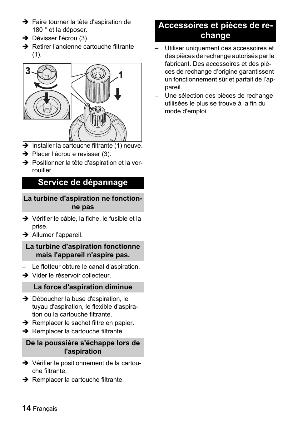 Service de dépannage, Accessoires et pièces de re- change | Windsor Recover 12 User Manual | Page 14 / 25
