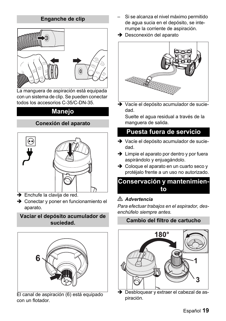 Manejo | Windsor Recover 12 User Manual | Page 19 / 25