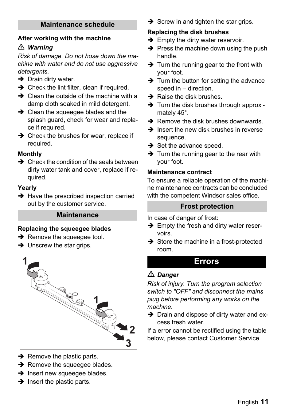 Errors, 11 ṇ | Windsor Saber Compact 16 User Manual | Page 11 / 44