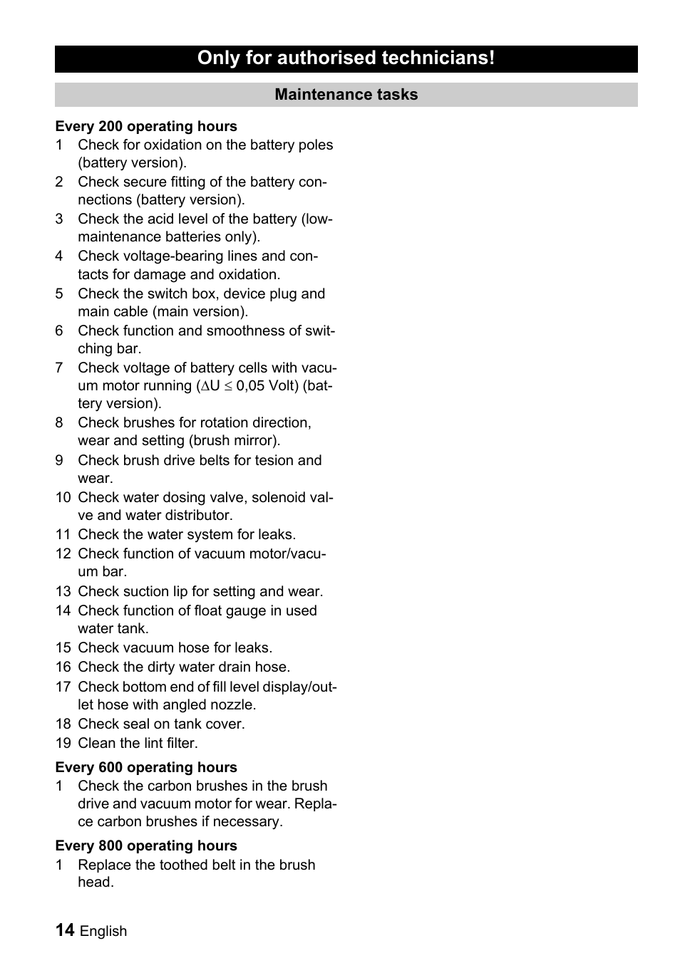 Only for authorised technicians | Windsor Saber Compact 16 User Manual | Page 14 / 44