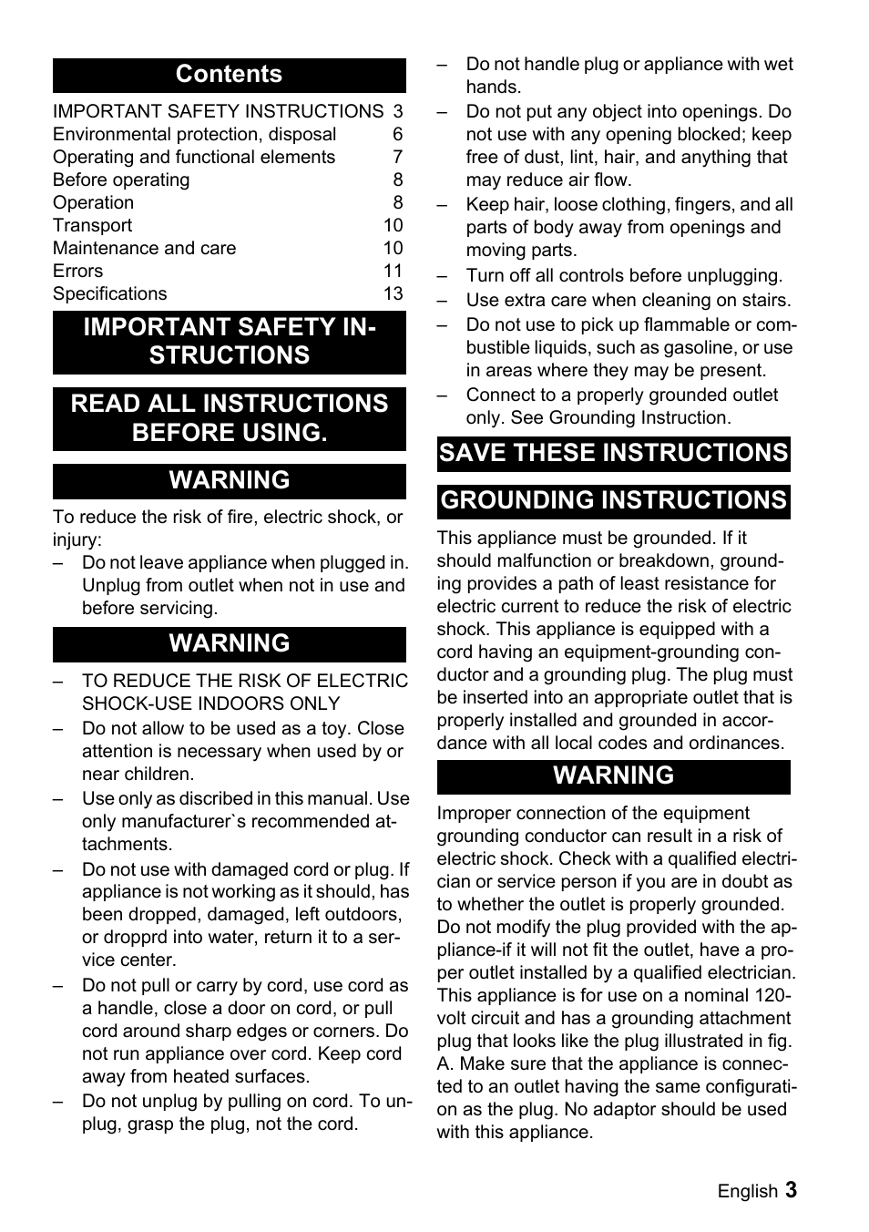 Windsor Saber Compact 16 User Manual | Page 3 / 44