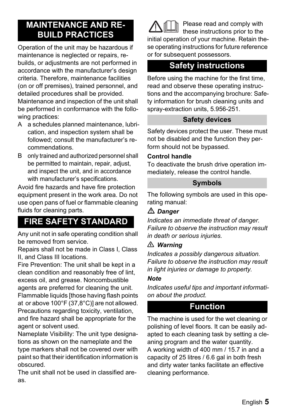 Function | Windsor Saber Compact 16 User Manual | Page 5 / 44