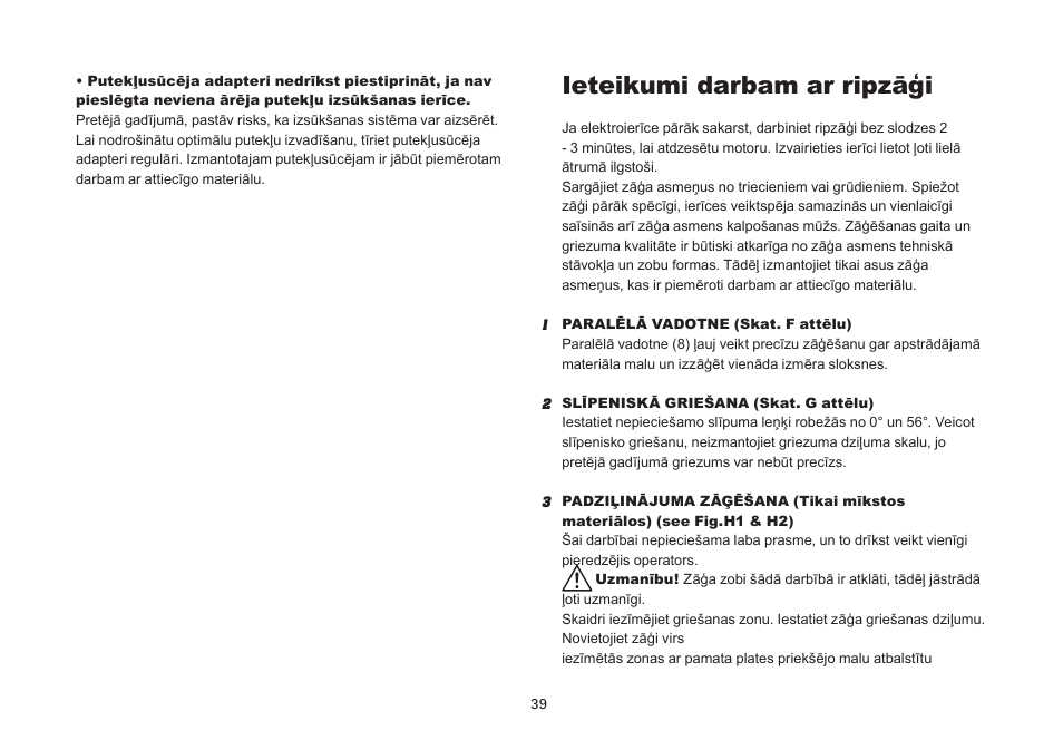 Ieteikumi darbam ar ripzāģi | WORX Tools WU433 User Manual | Page 39 / 100