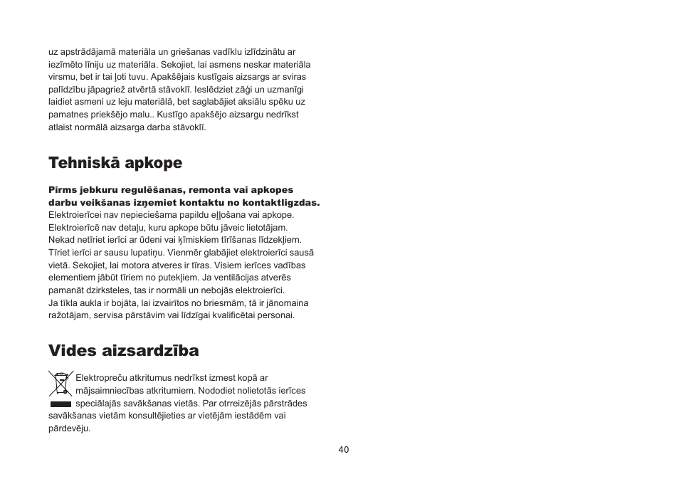 Tehniskā apkope, Vides aizsardzība | WORX Tools WU433 User Manual | Page 40 / 100
