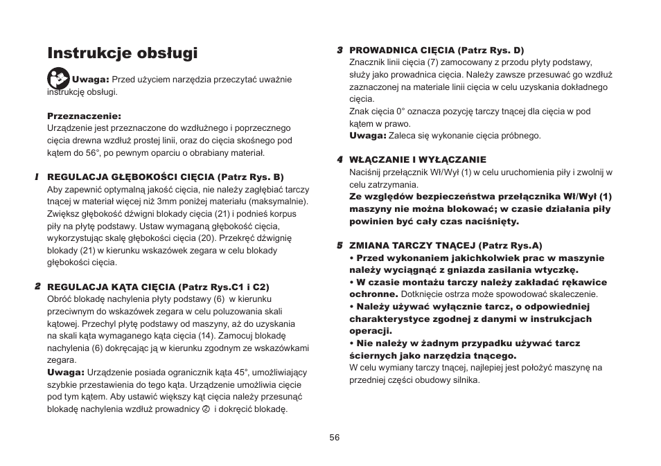 Instrukcje obsługi | WORX Tools WU433 User Manual | Page 56 / 100