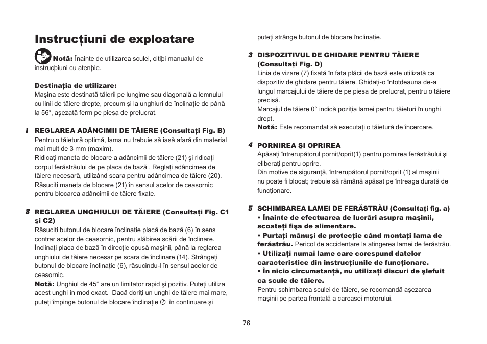 Instrucţiuni de exploatare | WORX Tools WU433 User Manual | Page 76 / 100