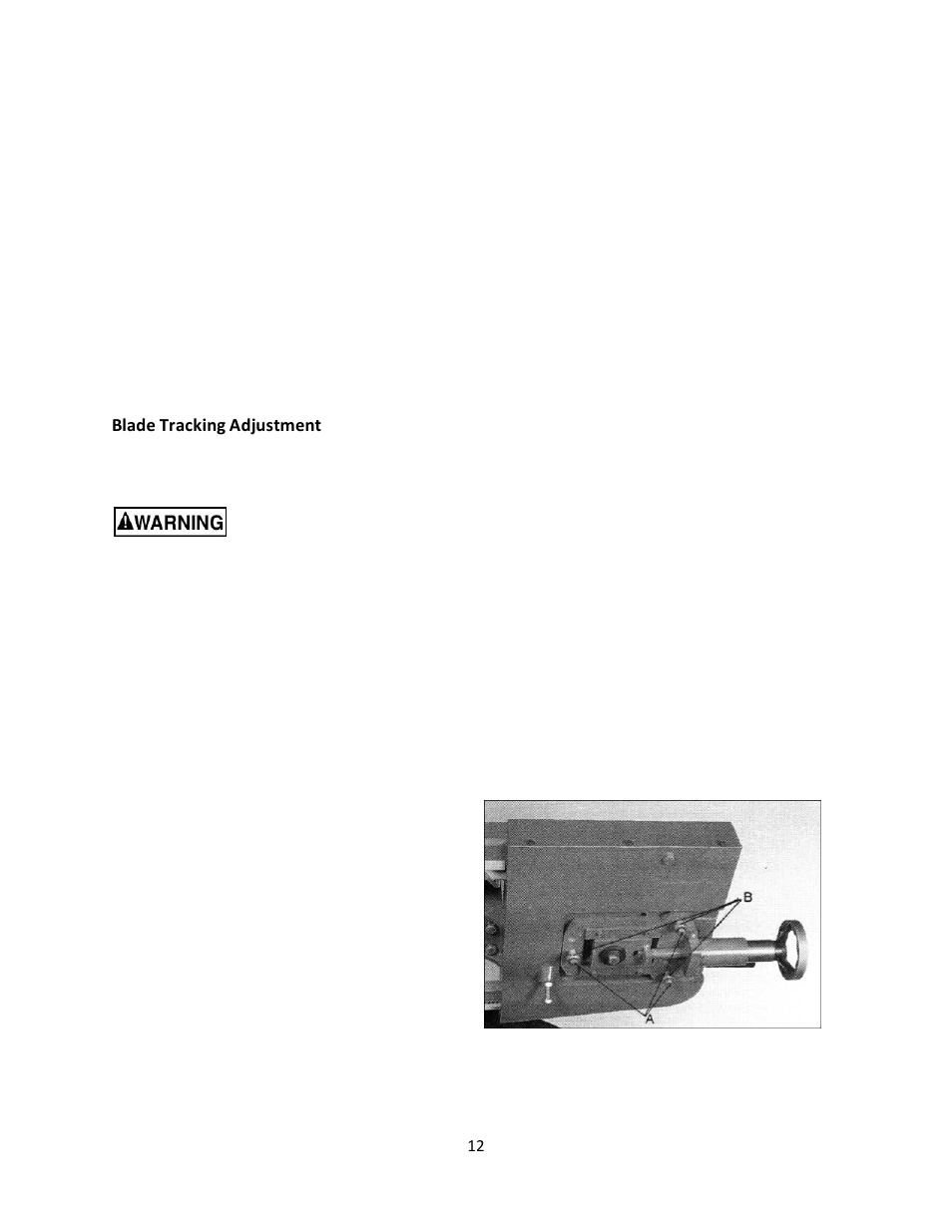 Blade tracking adjustment | Walter Drake JET HBS-916W User Manual | Page 12 / 32