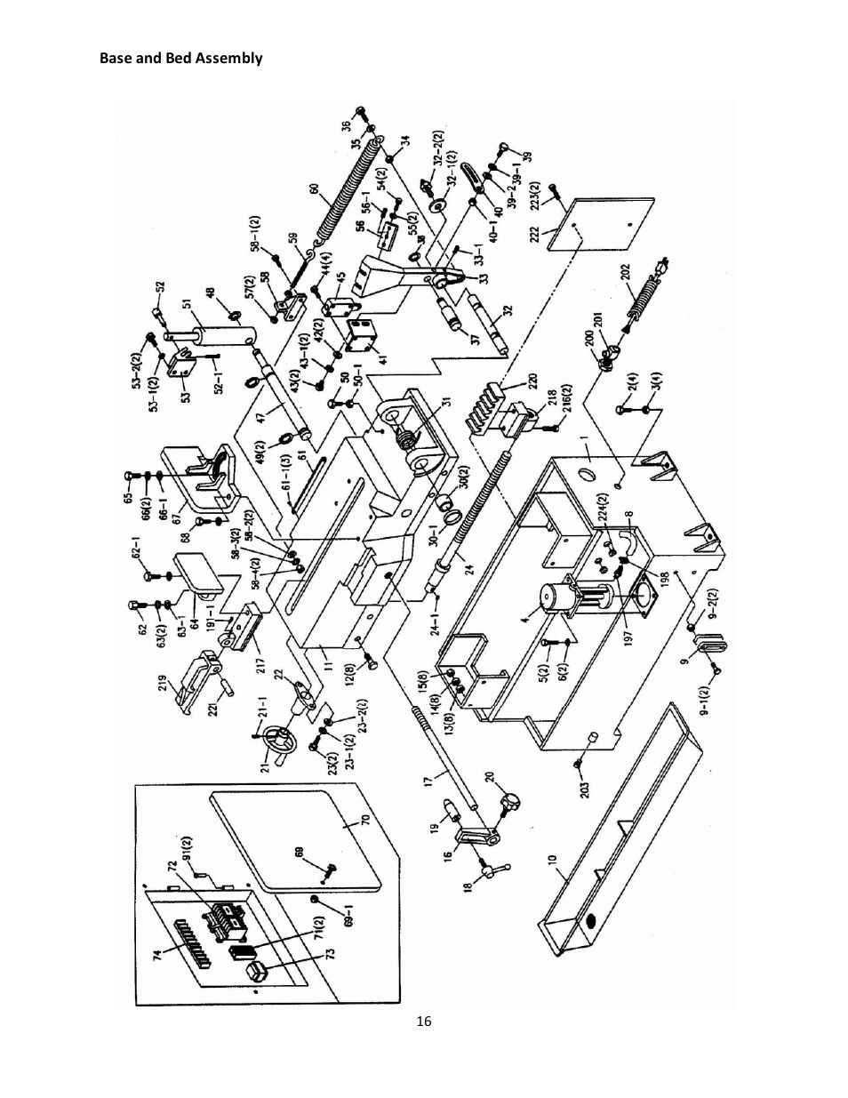 Base and bed assembly | Walter Drake JET HBS-916W User Manual | Page 16 / 32