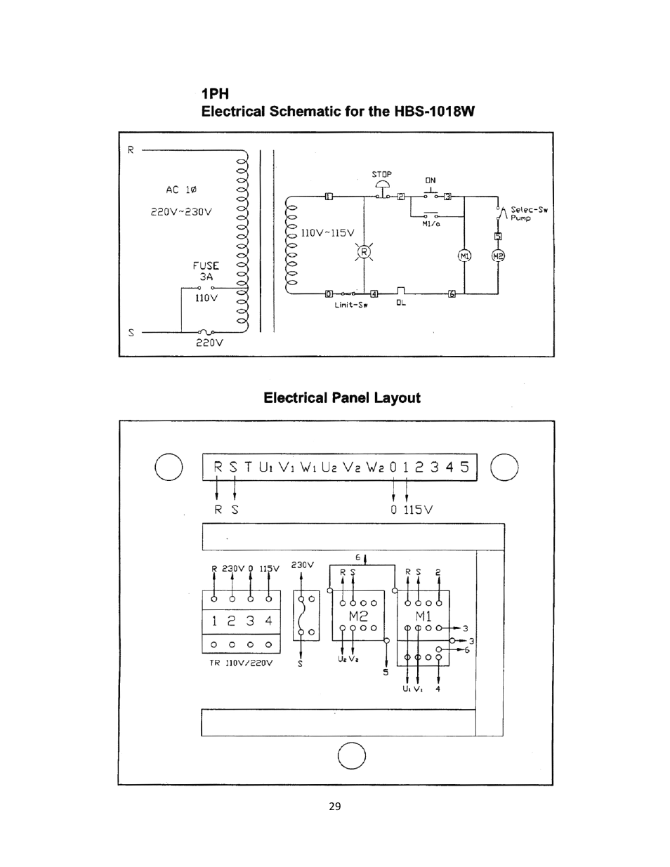 Electrical connections – hbs-1018w | Walter Drake JET HBS-916W User Manual | Page 29 / 32