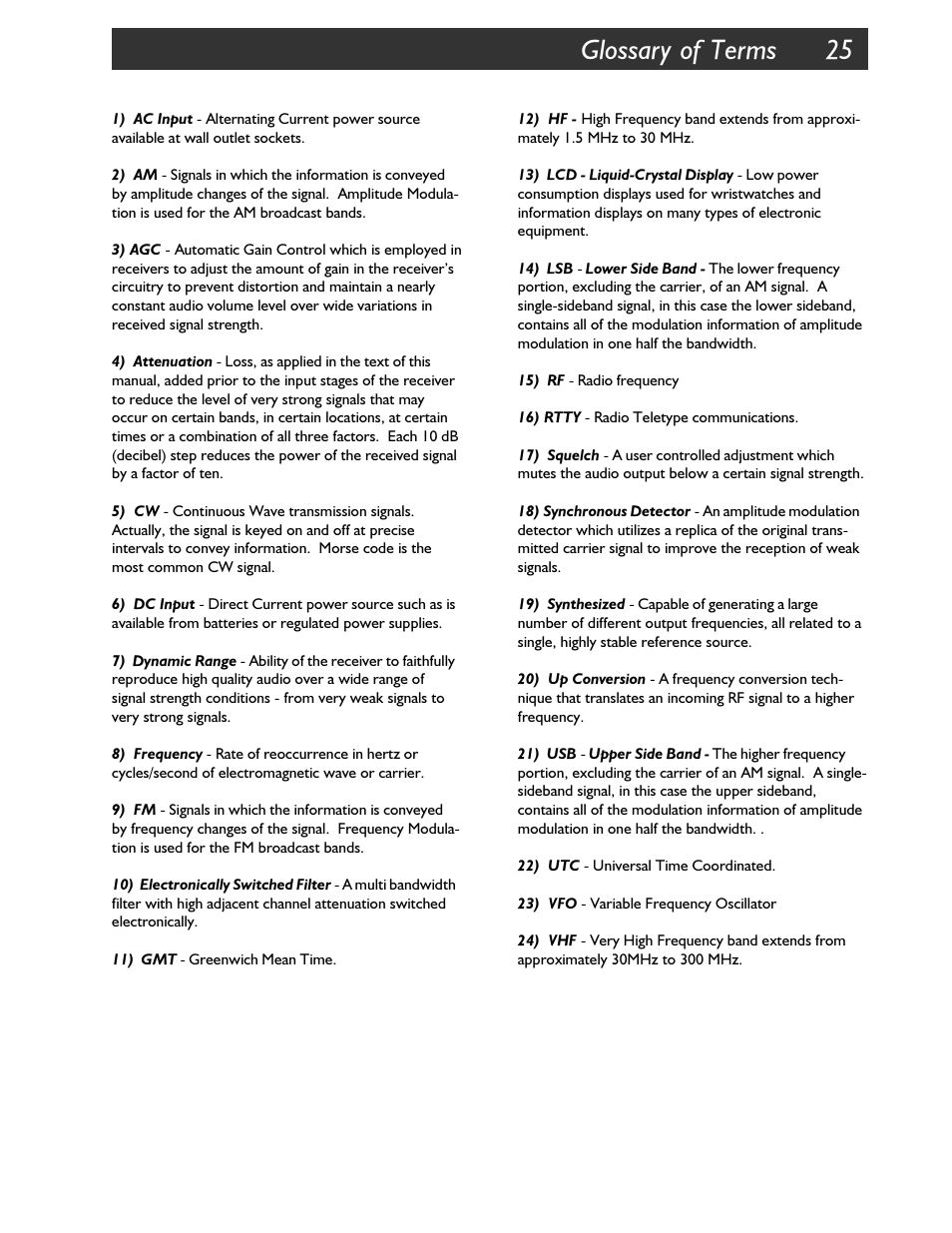 Glossary of terms 25 | Walter Drake SW8 User Manual | Page 31 / 34