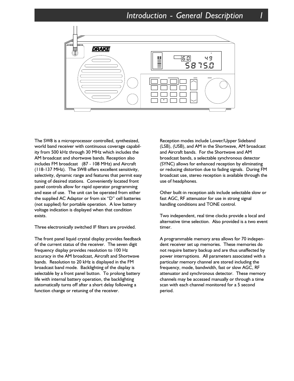 Introduction - general description 1 | Walter Drake SW8 User Manual | Page 7 / 34