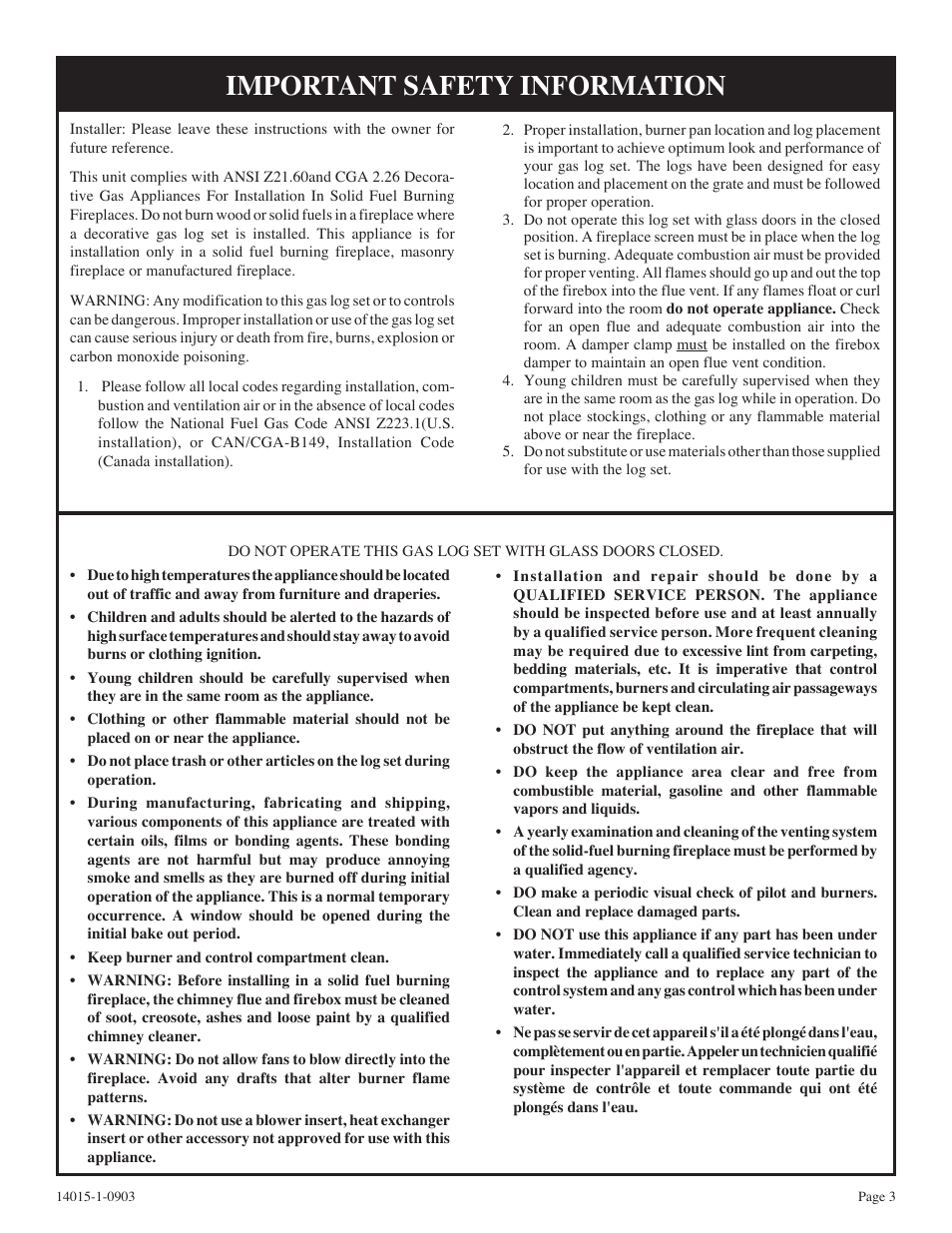 Important safety information | White Mountain VSR-18-1 User Manual | Page 3 / 20