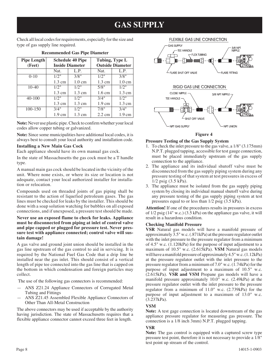 Gas supply | White Mountain VSR-18-1 User Manual | Page 8 / 20