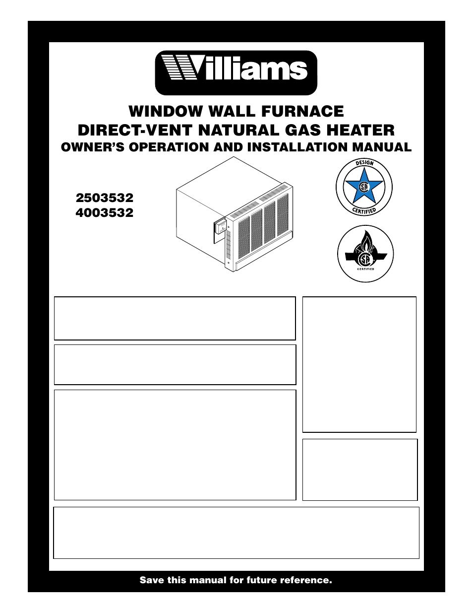 Williams 4003532 User Manual | 28 pages