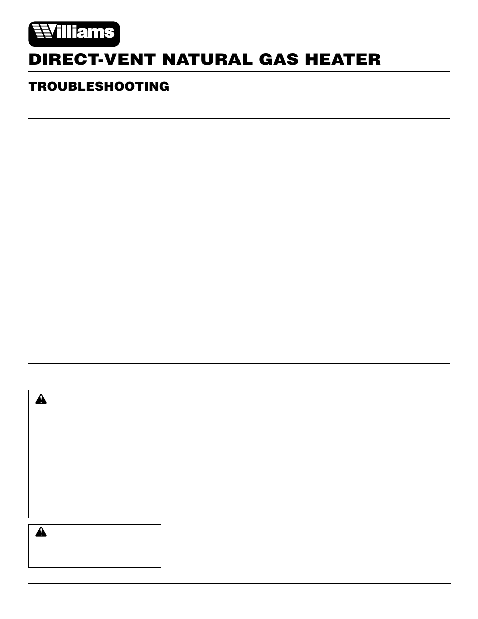 Direct-vent natural gas heater, Troubleshooting, Continued | Williams 4003532 User Manual | Page 16 / 28