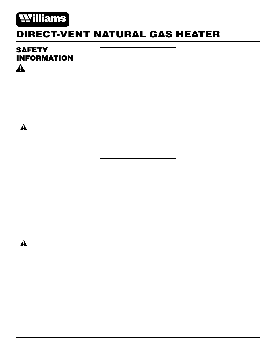 Direct-vent natural gas heater, Safety information | Williams 4003532 User Manual | Page 2 / 28