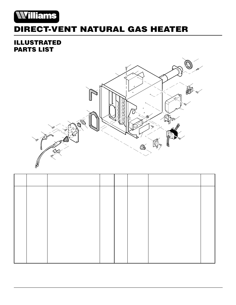 Direct-vent natural gas heater, Illustrated parts list | Williams 4003532 User Manual | Page 22 / 28