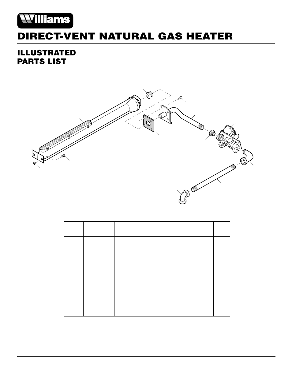 Direct-vent natural gas heater, Illustrated parts list | Williams 4003532 User Manual | Page 24 / 28