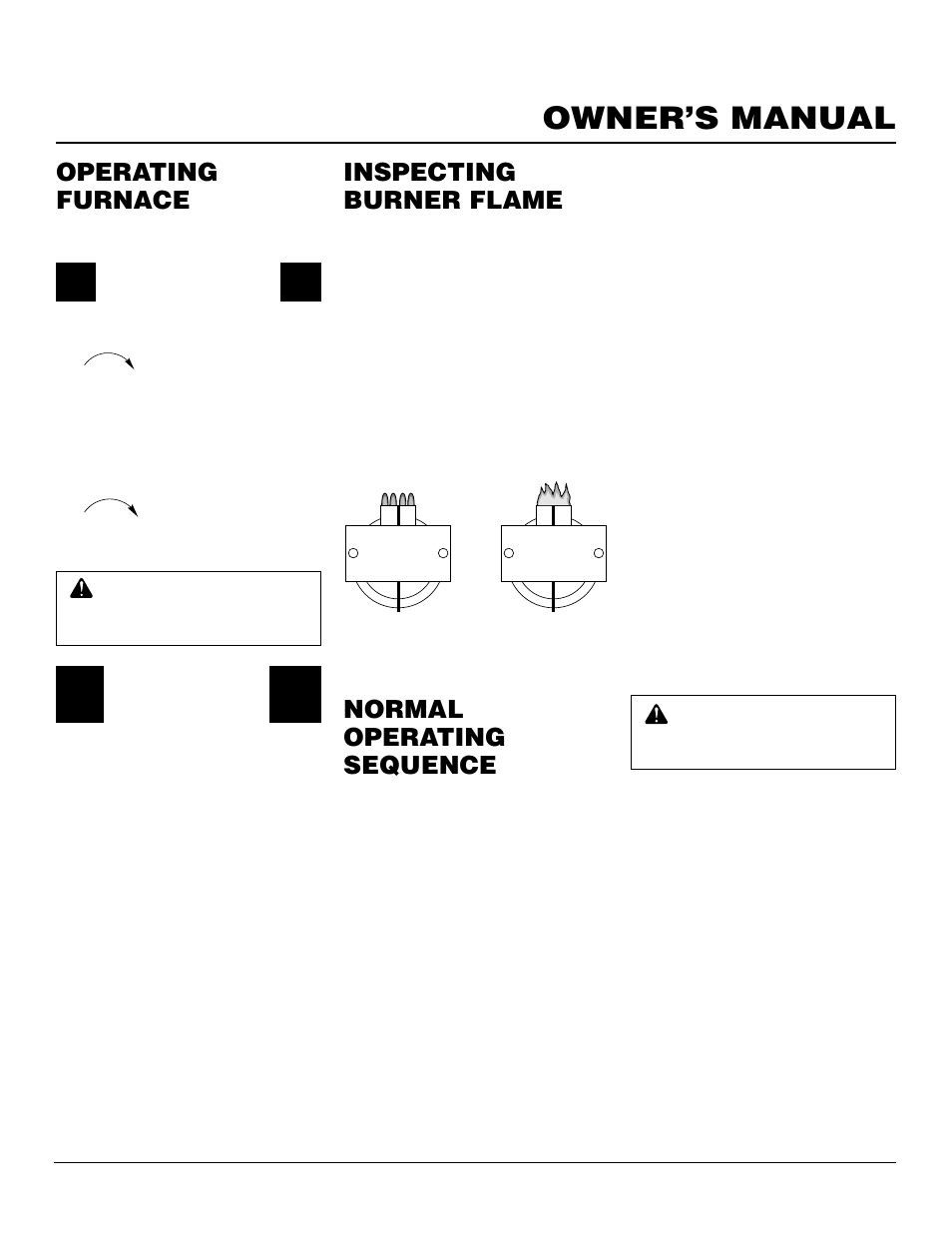 Owner’s manual, Operating furnace, Inspecting burner flame | Normal operating sequence | Williams 2503531 User Manual | Page 13 / 28