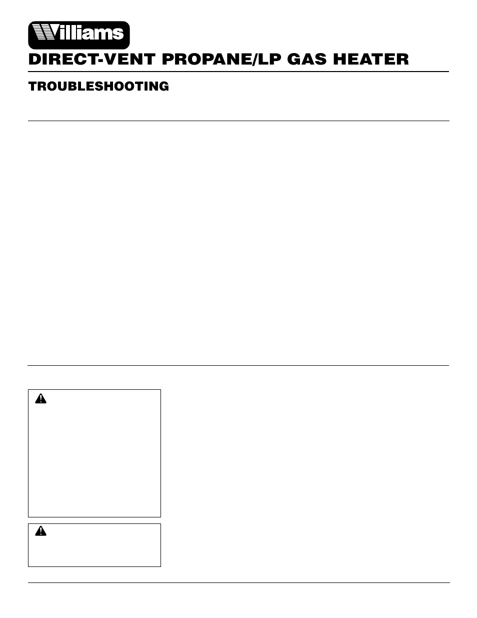 Direct-vent propane/lp gas heater, Troubleshooting, Continued | Williams 2503531 User Manual | Page 16 / 28