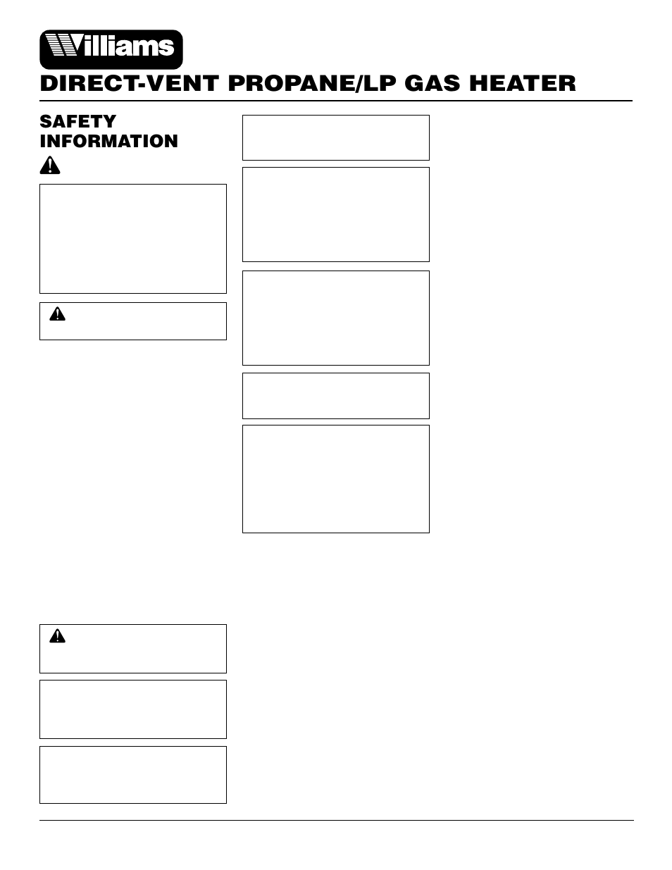 Direct-vent propane/lp gas heater, Safety information | Williams 2503531 User Manual | Page 2 / 28
