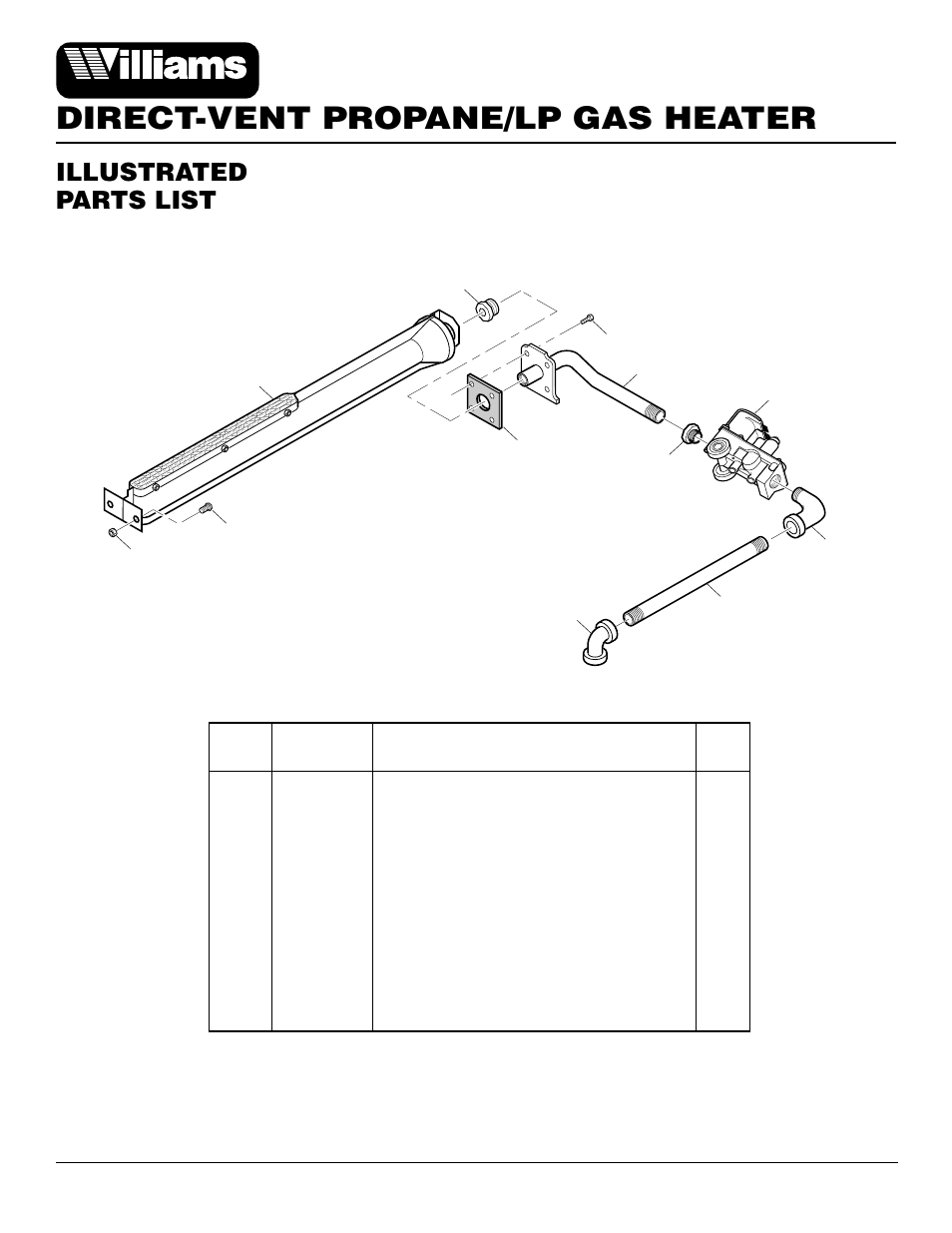 Direct-vent propane/lp gas heater, Illustrated parts list | Williams 2503531 User Manual | Page 24 / 28