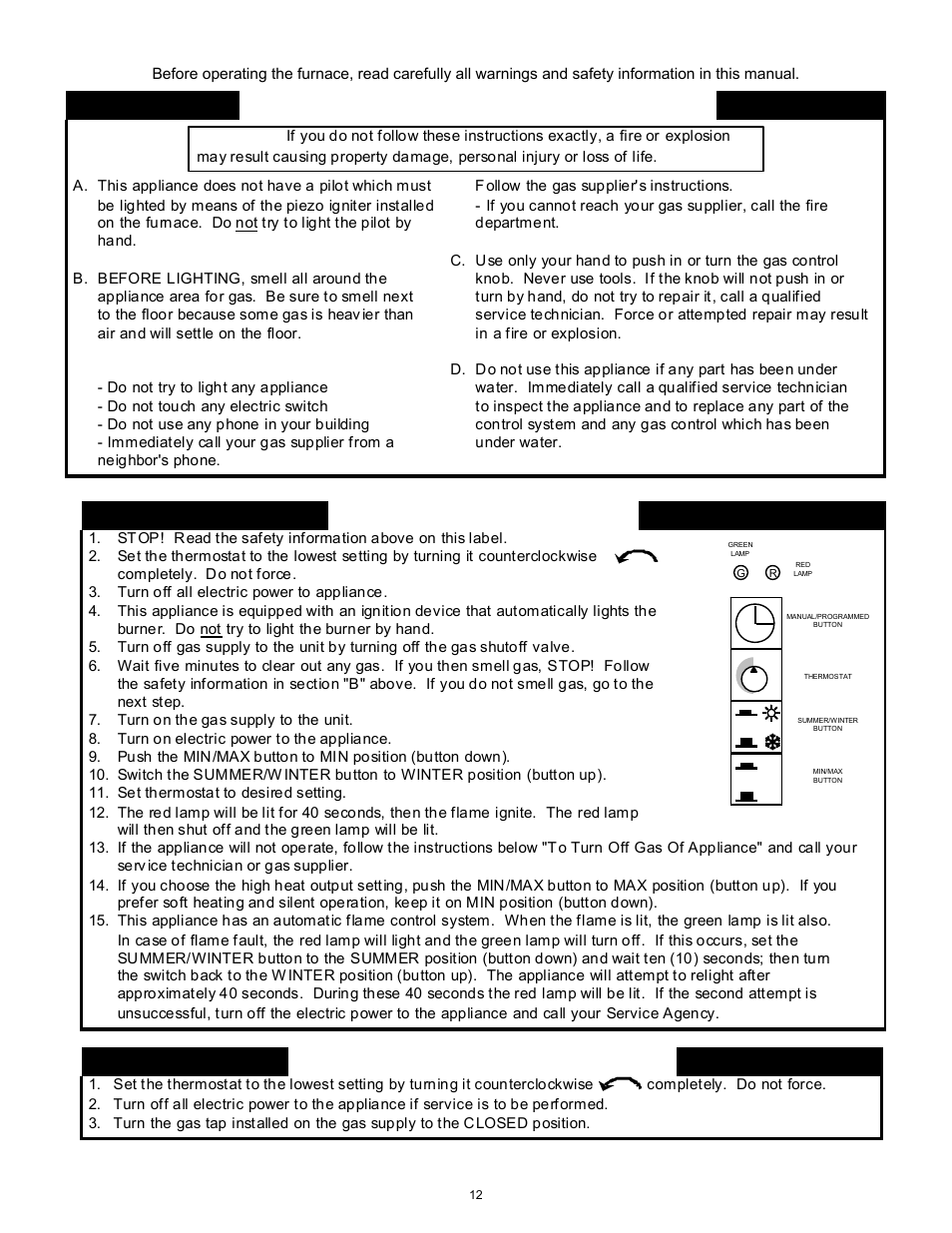 Operating instructions, For your safety read before operating, Operating in | Structions | Williams 2903512 User Manual | Page 13 / 24