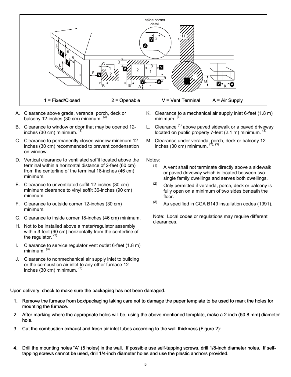 Outside location for vent terminal | Williams 1773511 User Manual | Page 6 / 24