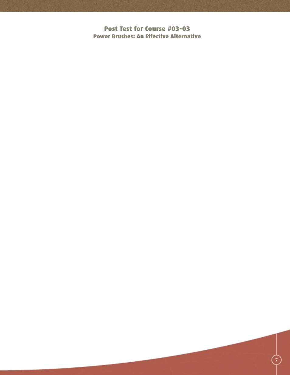 Post test for course #03-03 | Waterpik Technologies DT400 User Manual | Page 7 / 8