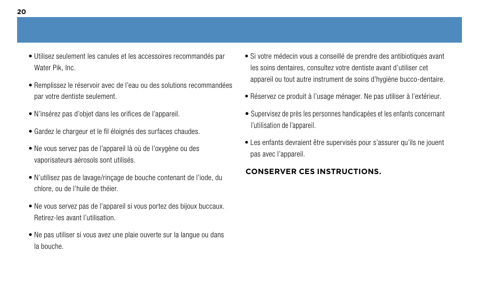 Waterpik Technologies WP-450 User Manual | Page 20 / 48