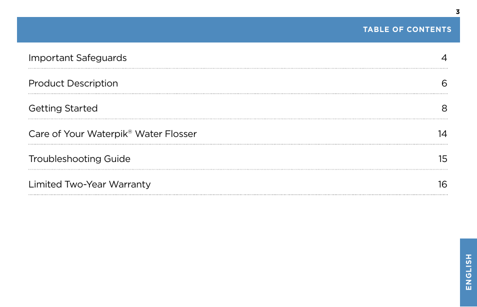 Waterpik Technologies WP-450 User Manual | Page 3 / 48
