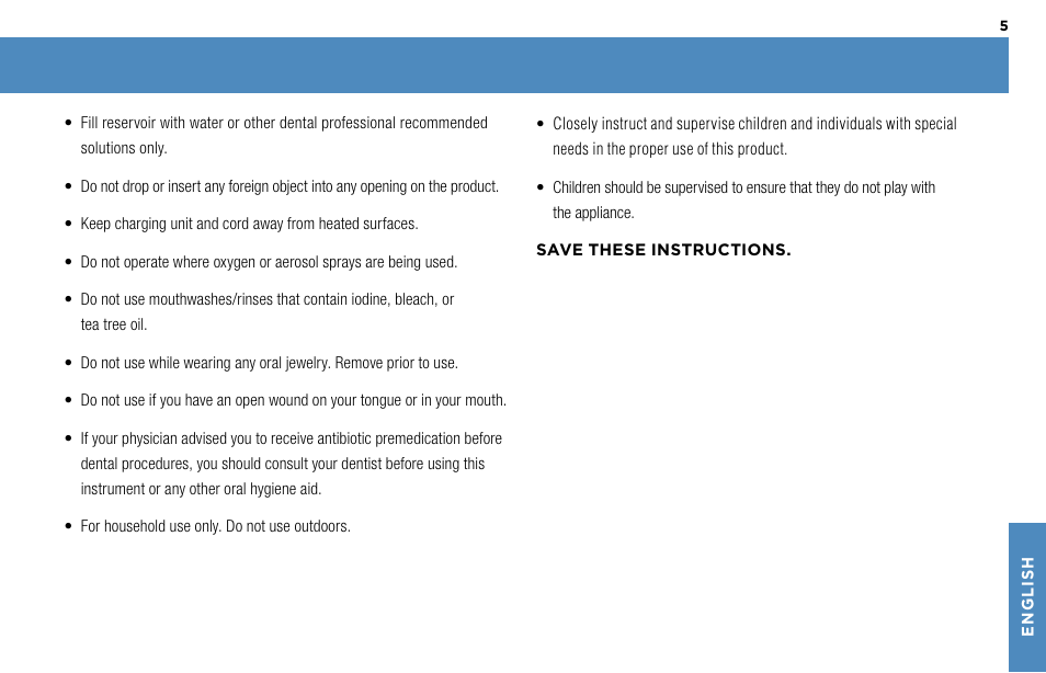 Waterpik Technologies WP-450 User Manual | Page 5 / 48
