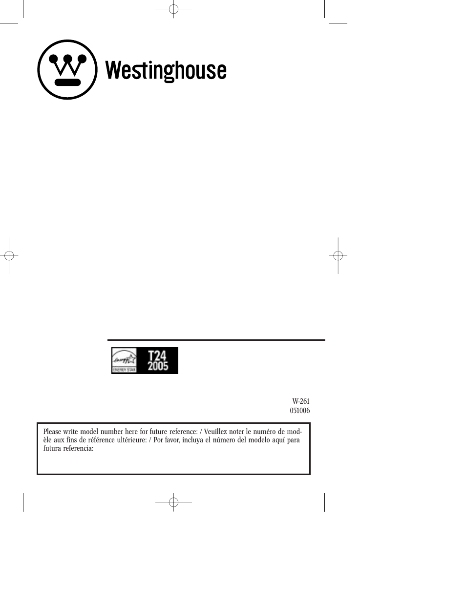 Westinghouse W-261 User Manual | 12 pages