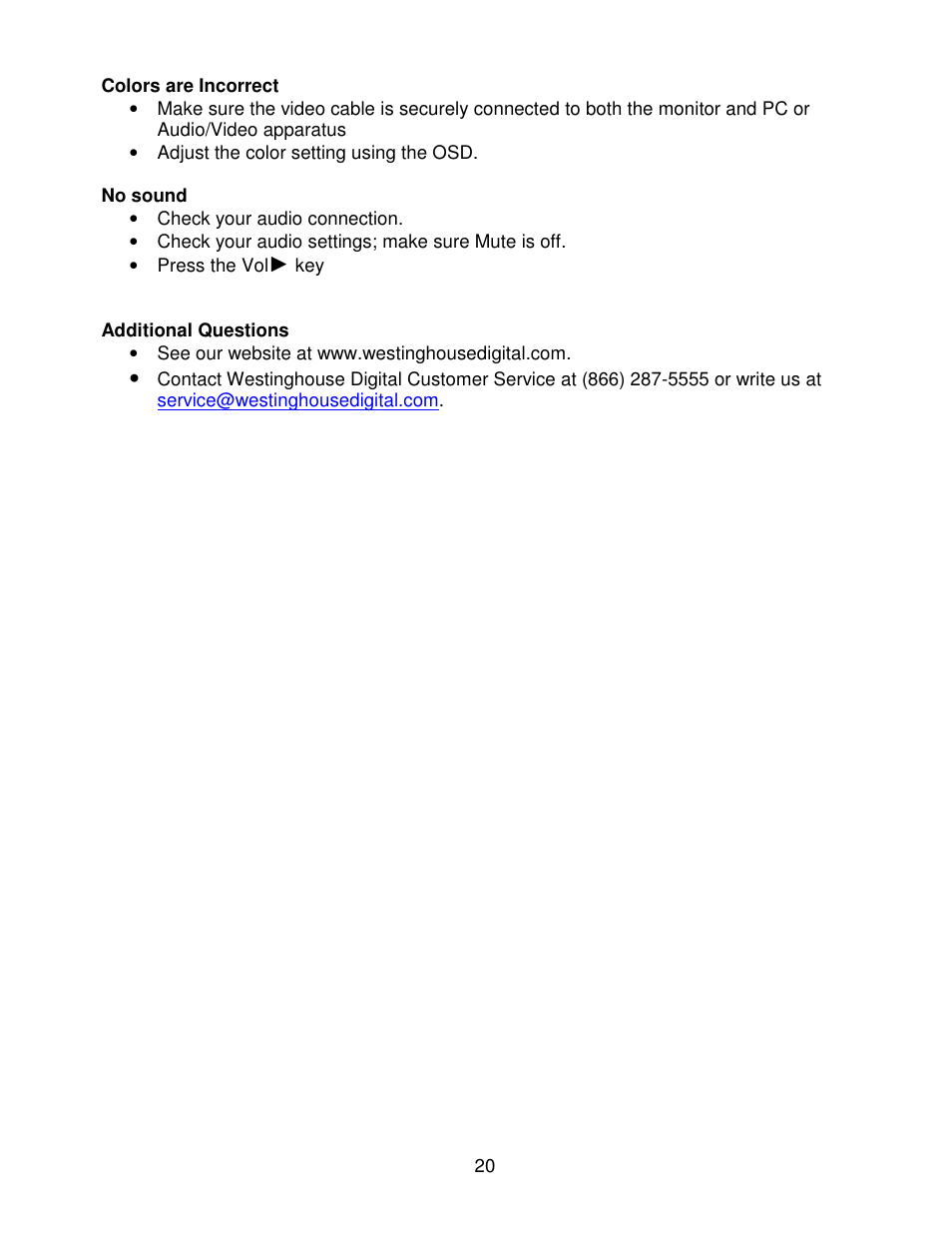Westinghouse LCM-22W2 User Manual | Page 21 / 22