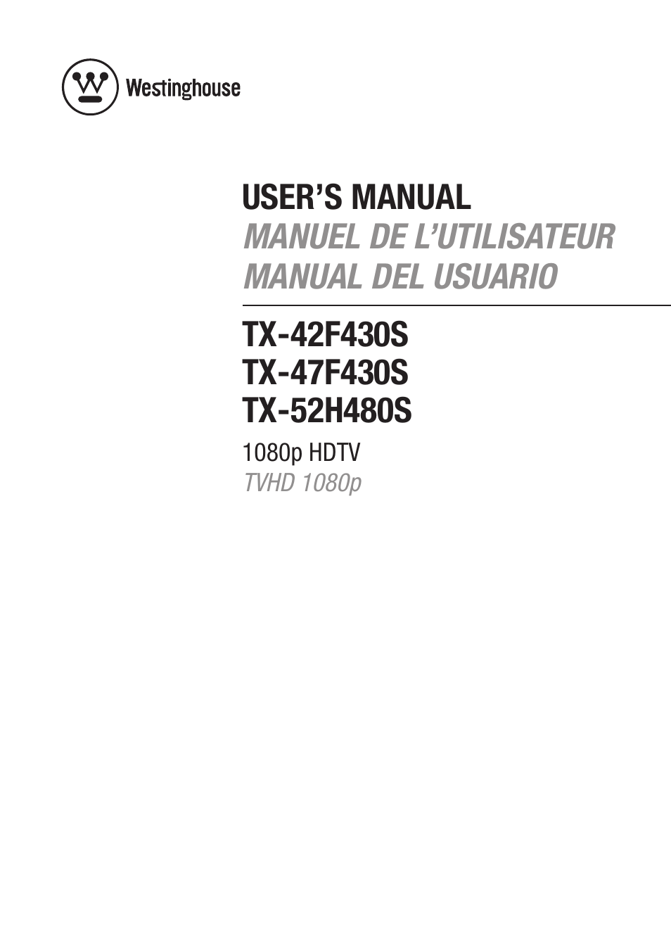 Westinghouse TX-52H480S User Manual | 51 pages