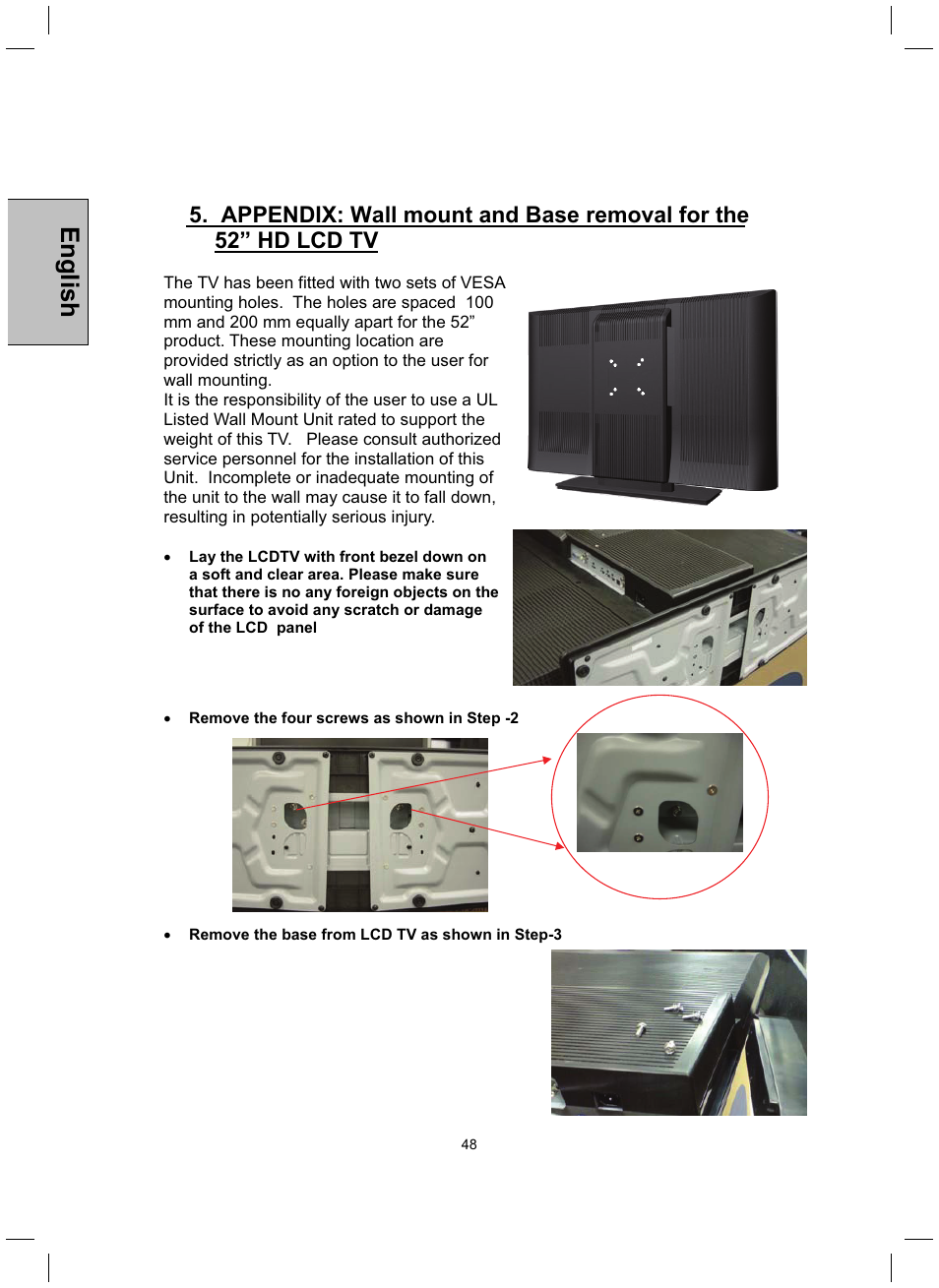 English | Westinghouse TX-52H480S User Manual | Page 49 / 51