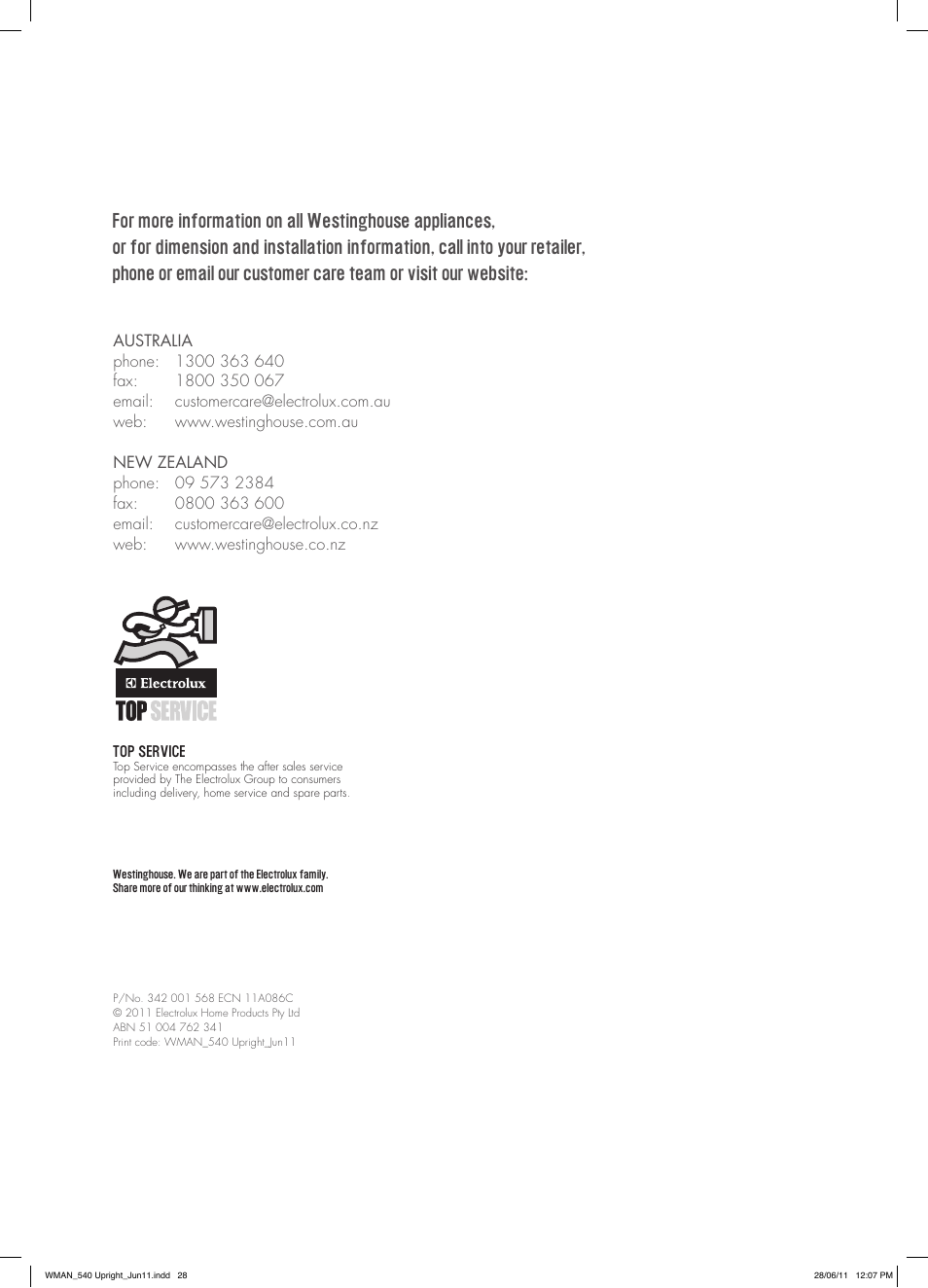 Westinghouse GEK1385W User Manual | Page 28 / 28