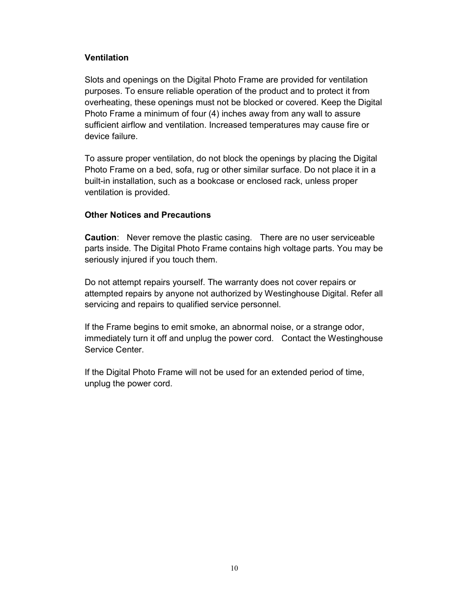 Westinghouse DPF-0801 User Manual | Page 11 / 15