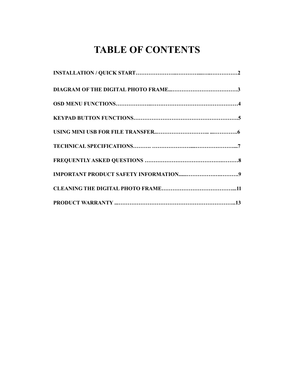 Westinghouse DPF-0801 User Manual | Page 2 / 15