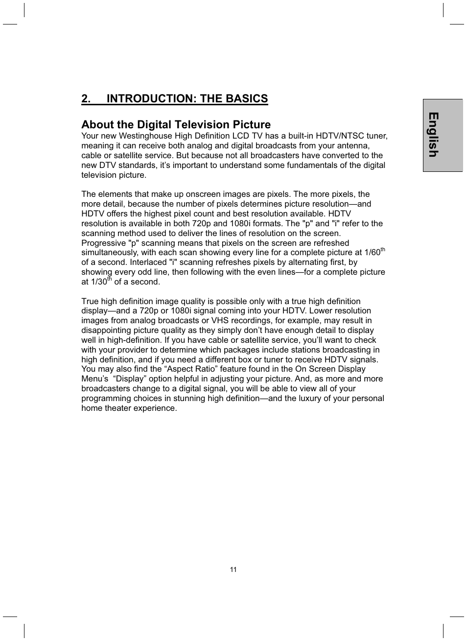 English | Westinghouse TX-42F430S User Manual | Page 12 / 50